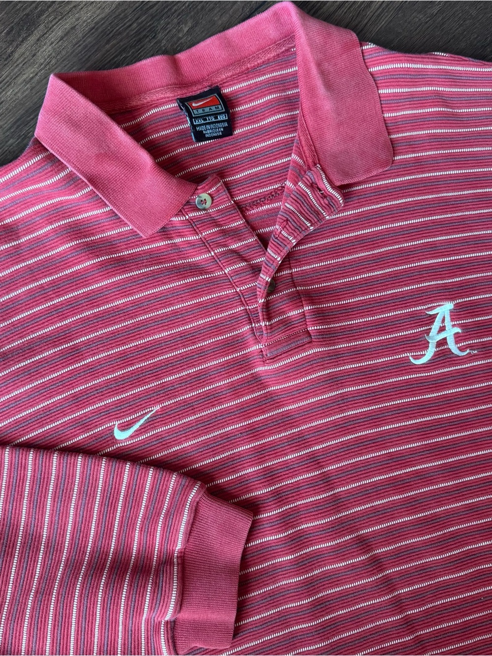 Vintage 90s Shirt Nike Team Alabama Crimson Tide Long Sleeve Polo Striped XXL